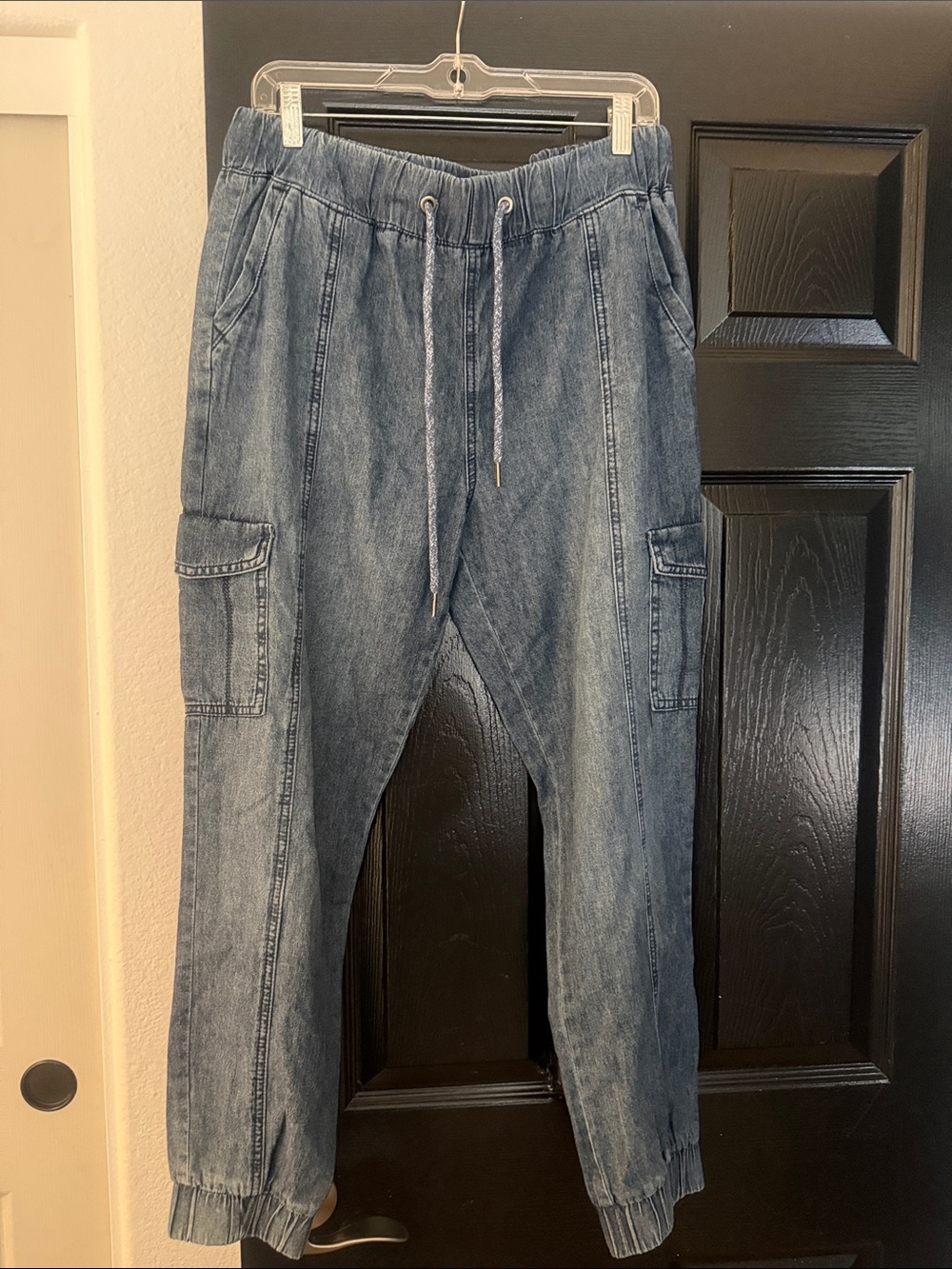 Casual Denim Jogger Cargo Pants - Blue